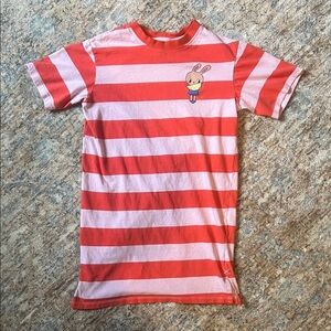 Striped Kids T-shirt Dress with Bunny Design
